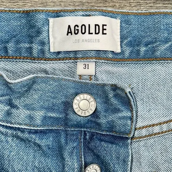 AGOLDE Lana Slice Straight Leg Jeans Size 31 Mid Rise Light Blue 90s Revolve - Picture 4 of 13